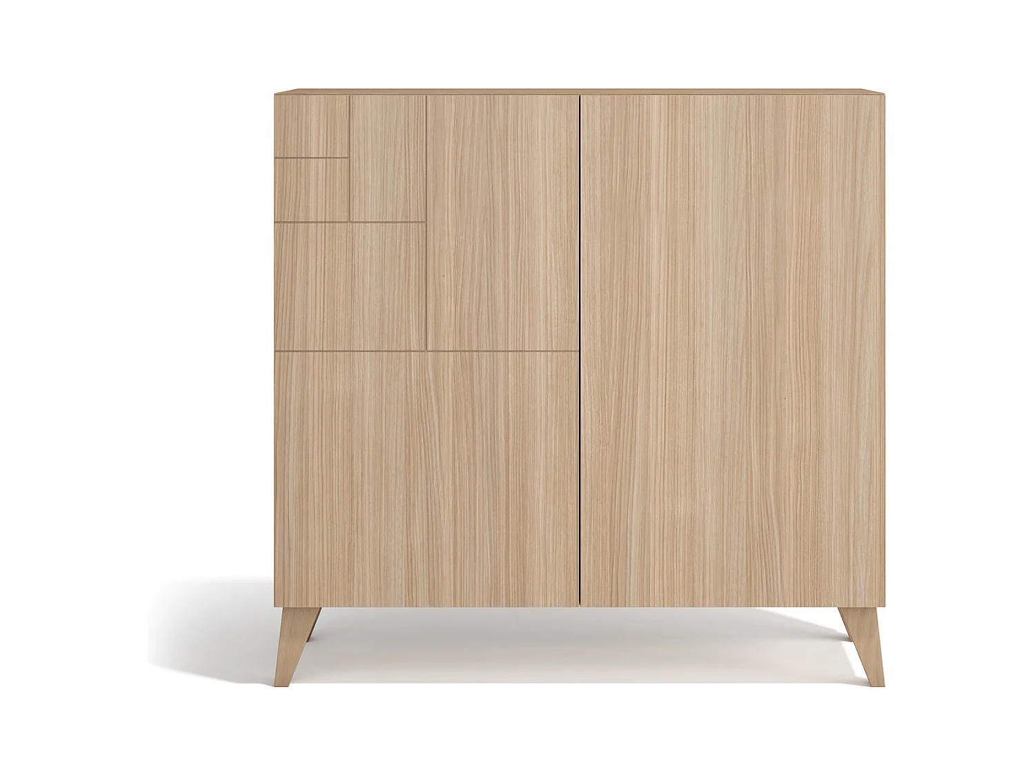 Meuble à chaussures/rangement - H87cm x L90cm x P27cm noyer clair - Bergen