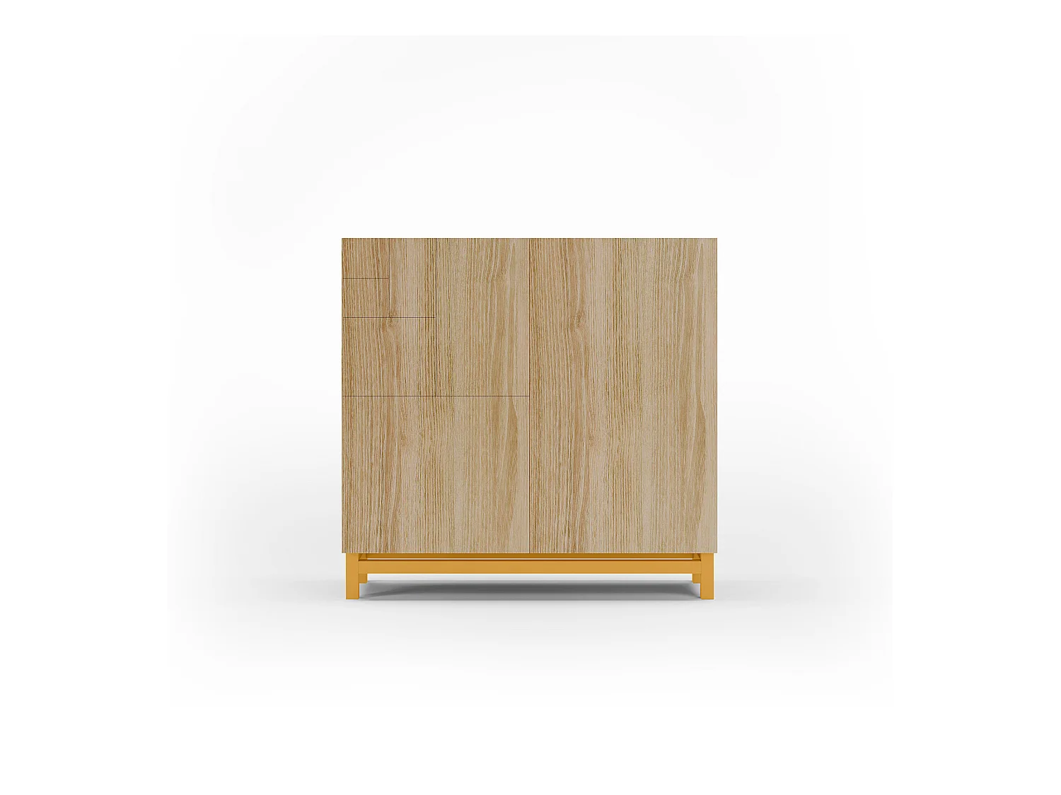Meuble chaussures/rangement - H90cm x L90cm x P27cm chêne doré pieds moutarde - Copenhague