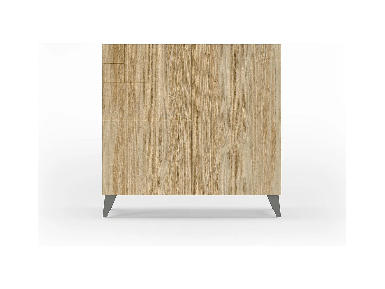 Meuble à chaussures/rangement - H87cm x L90cm x P27cm chêne dore pieds gris – Bergen