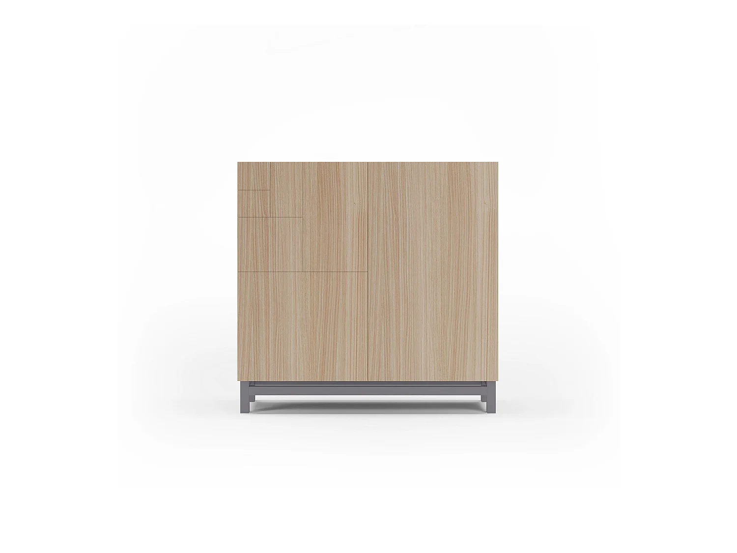 Meuble à chaussures/rangement - H90cm x L90cm x P27cm noyer clair pieds gris - Copenhague