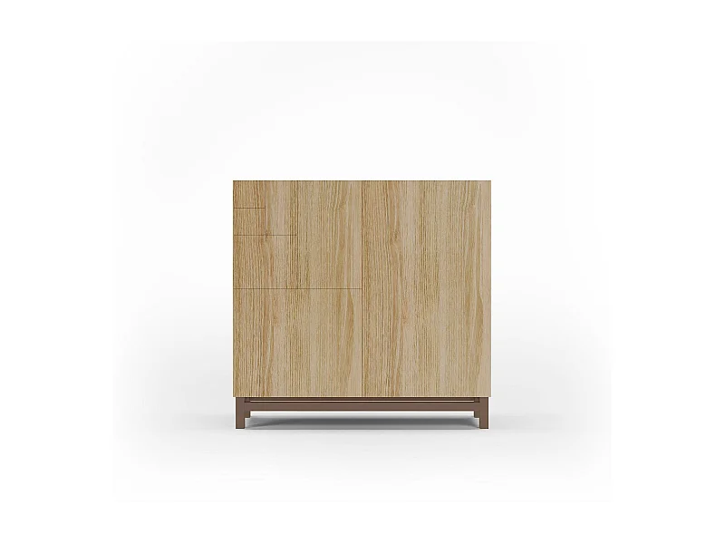 Meuble à chaussures/rangement - H90cm x L90cm x P27cm chêne doré pieds moka - Copenhague