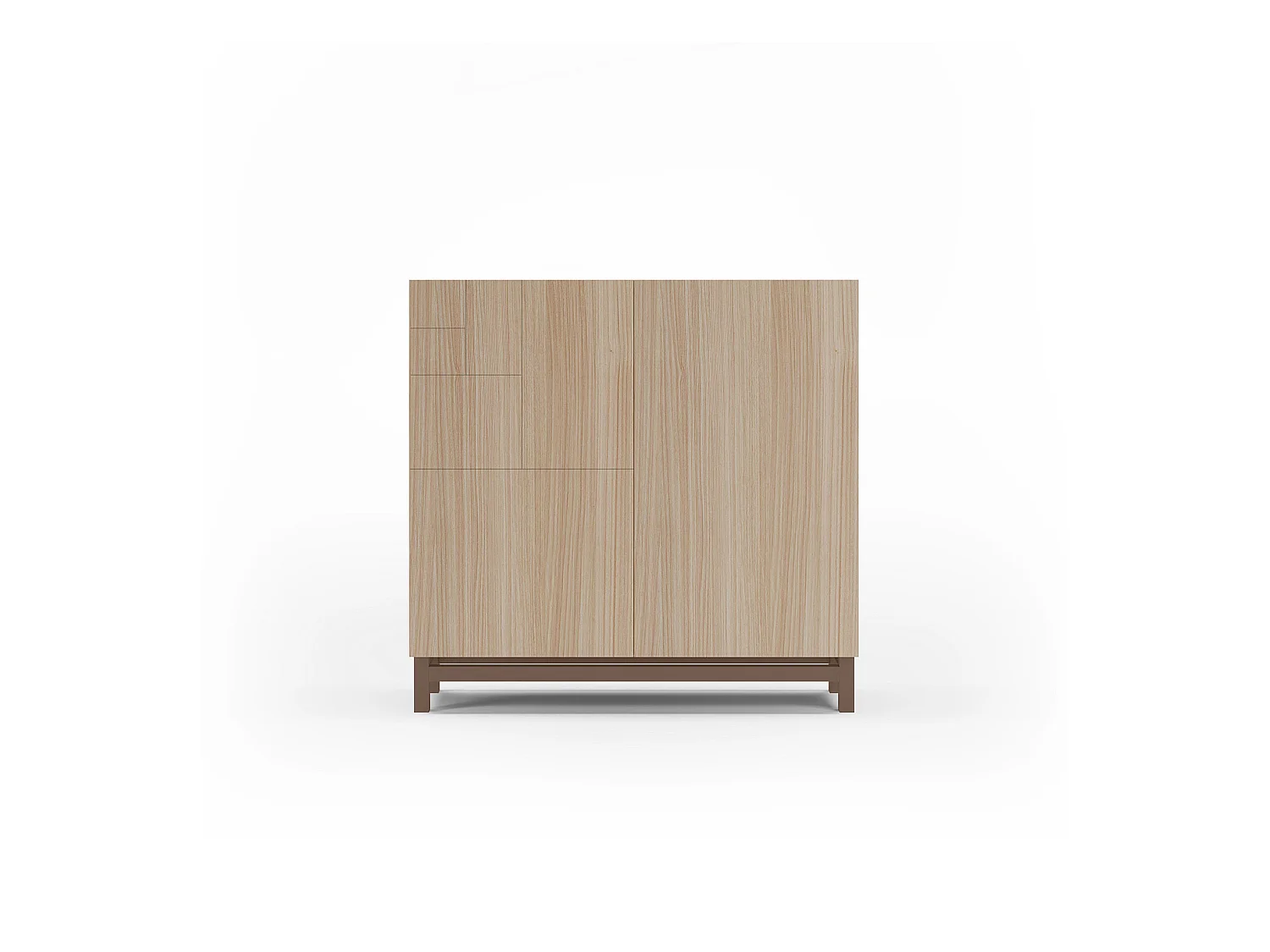 Meuble à chaussures/rangement - H90cm x L90cm x P27cm noyer clair pieds moka - Copenhague