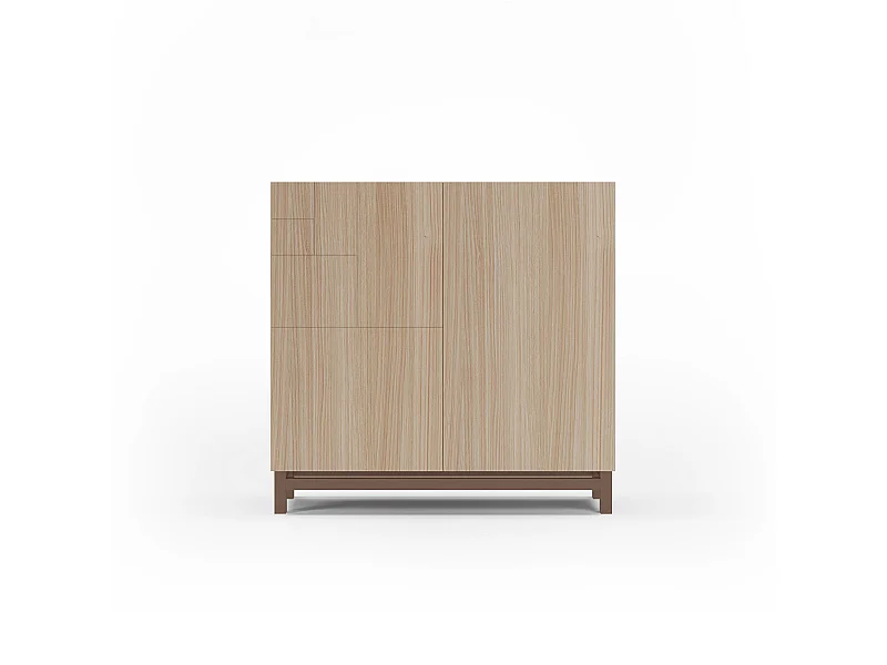 Meuble à chaussures/rangement - H90cm x L90cm x P27cm noyer clair pieds moka - Copenhague