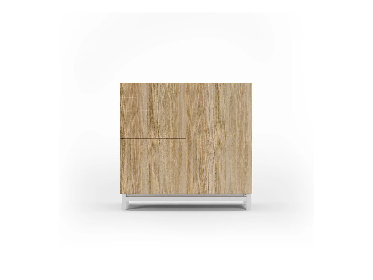Meuble à chaussures/rangement - H90cm x L90cm x P27cm chêne doré pieds blanc - Copenhague