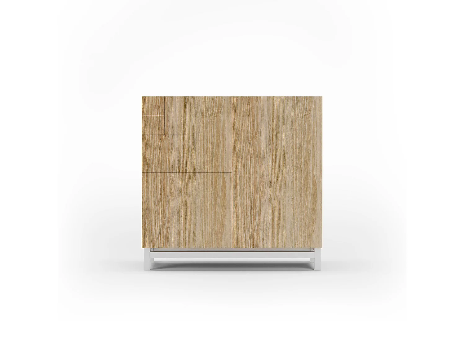 Sapateiro/Móvel organização - H90cm x L90cm x P27cm carvalho dourado pernas branco - Copenhague