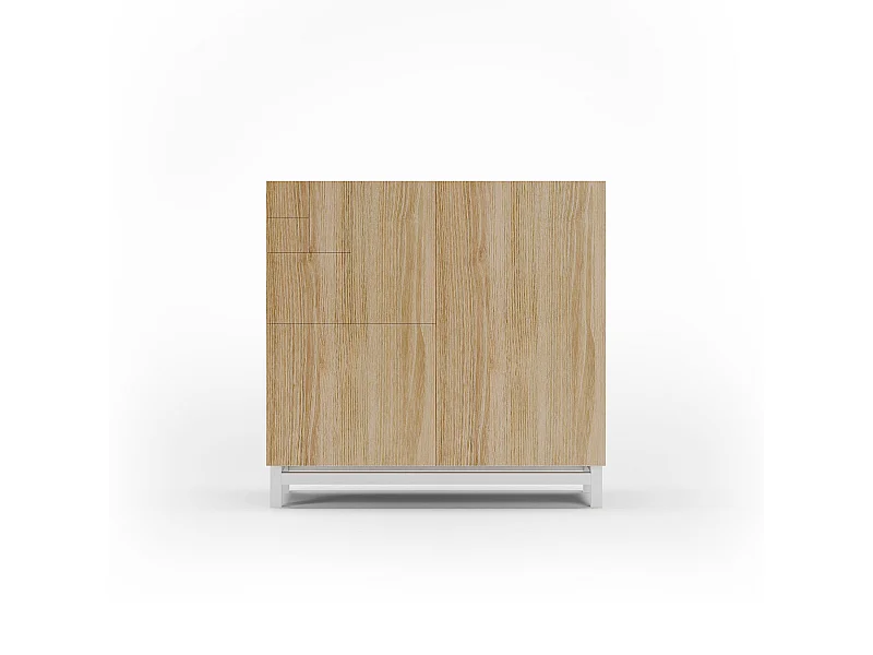 Sapateiro/Móvel organização - H90cm x L90cm x P27cm carvalho dourado pernas branco - Copenhague