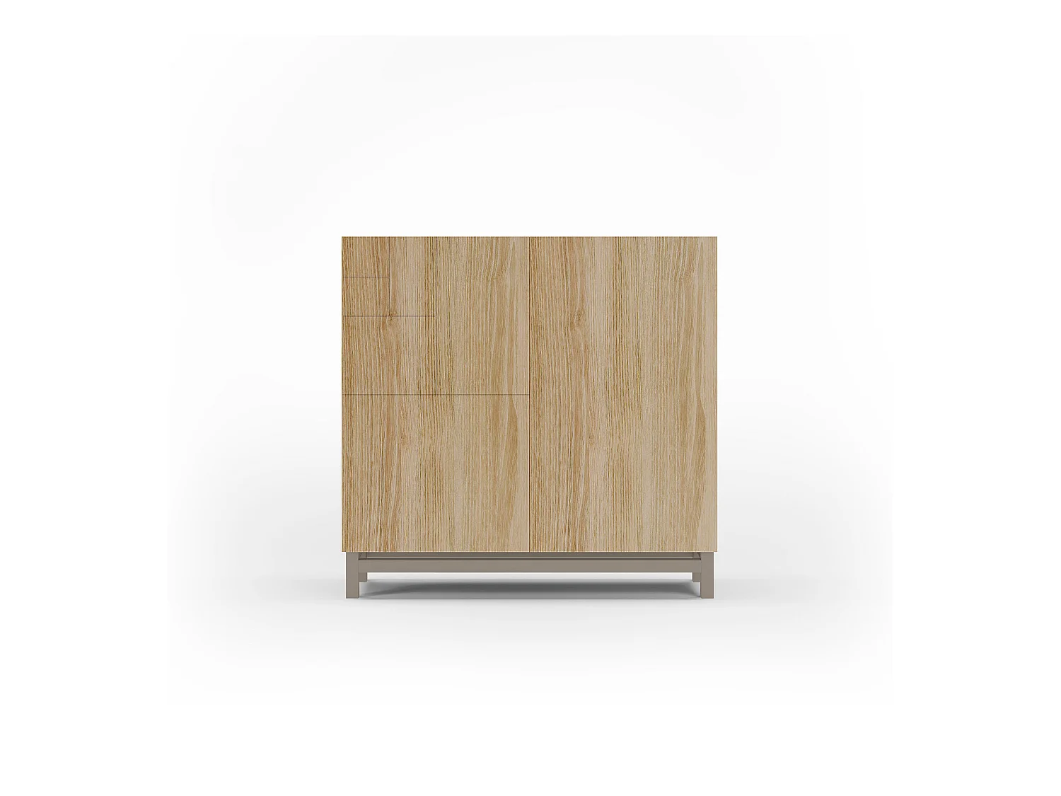 Meuble à chaussures/rangement - H90cm x L90cm x P27cm chêne doré pieds taupe - Copenhague