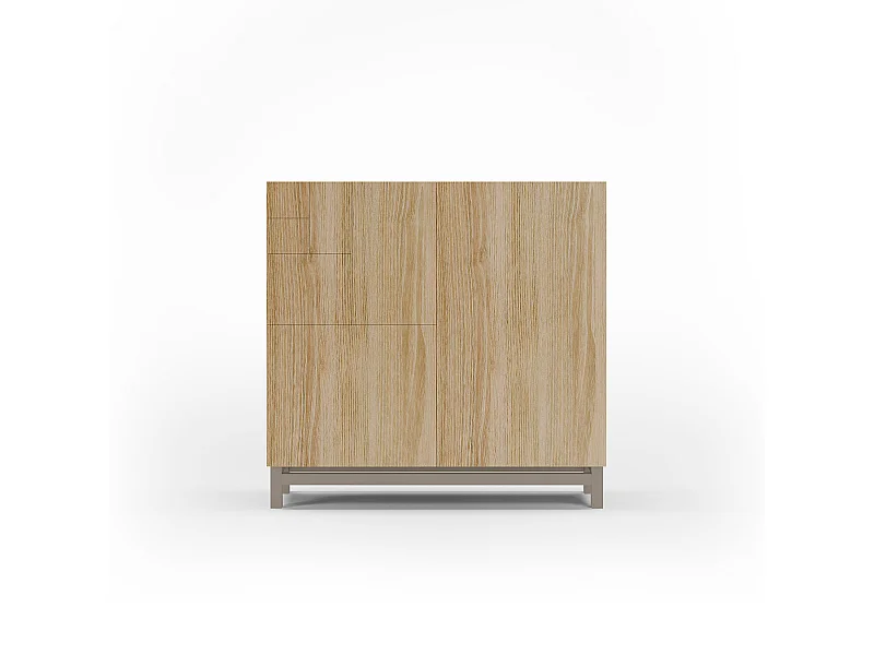 Meuble à chaussures/rangement - H90cm x L90cm x P27cm chêne doré pieds taupe - Copenhague