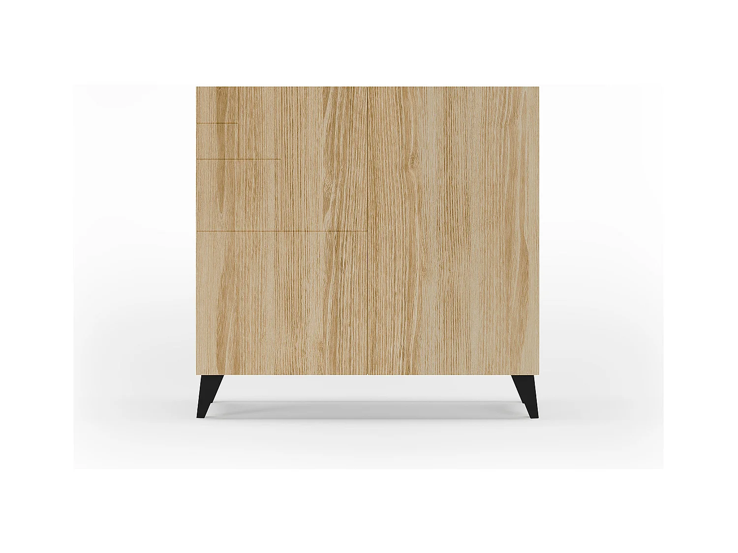 Meuble à chaussures/rangement - H87cm x L90cm x P27cm chêne dore pieds noir – Bergen