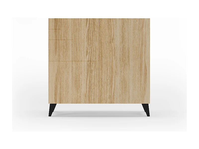 Meuble à chaussures/rangement - H87cm x L90cm x P27cm chêne dore pieds noir – Bergen