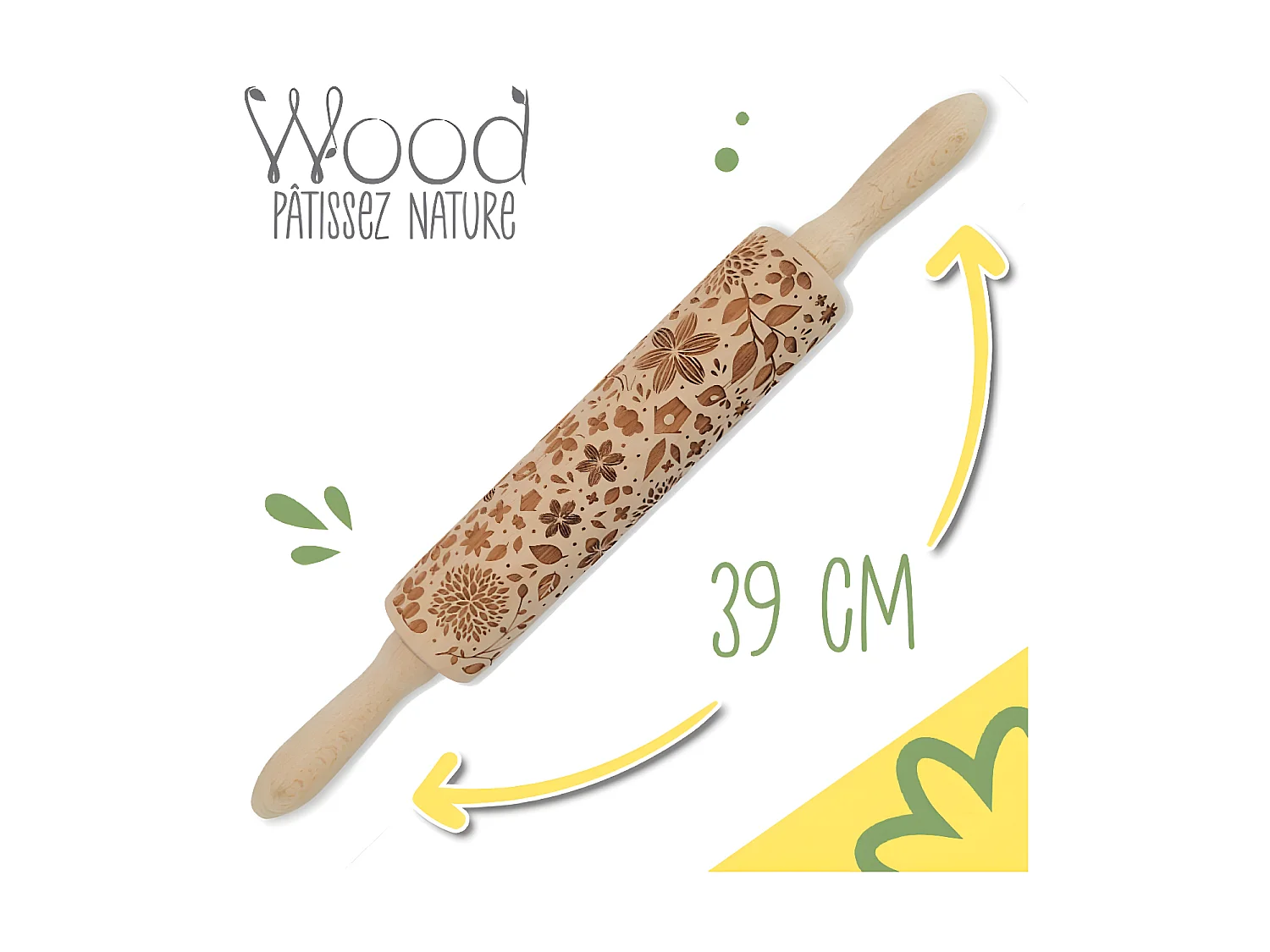 Rouleau en bois empreintes Nature