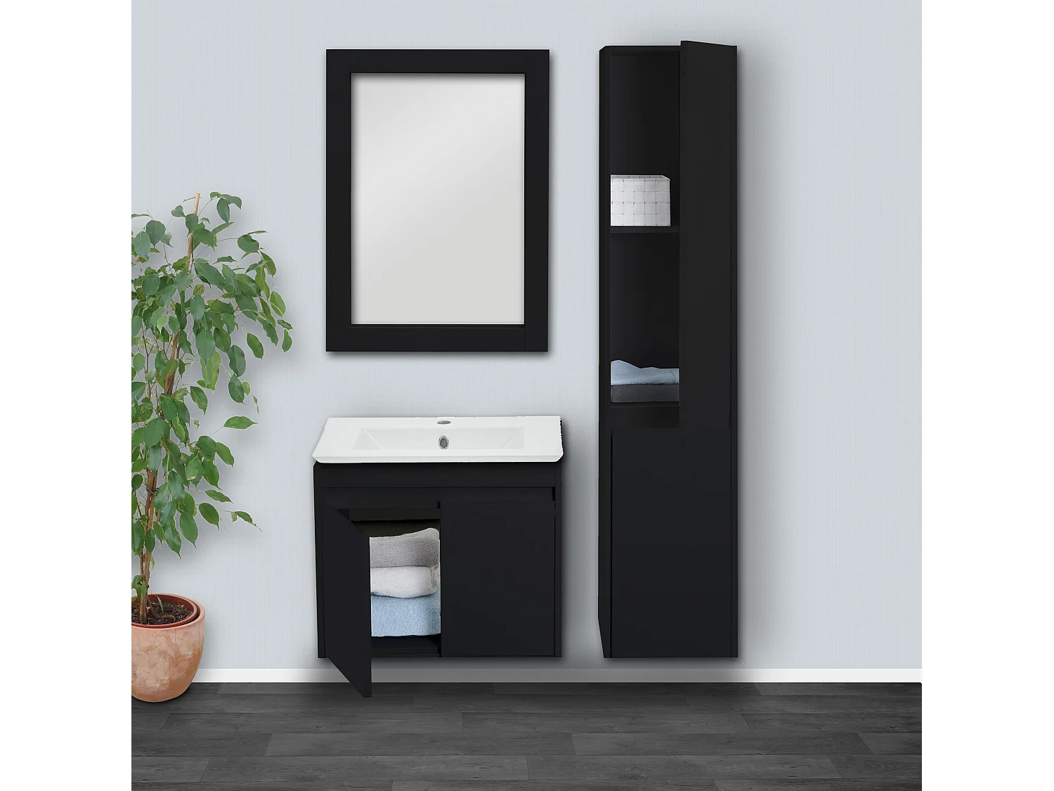 Badkamer set MCW-L86,  zwart