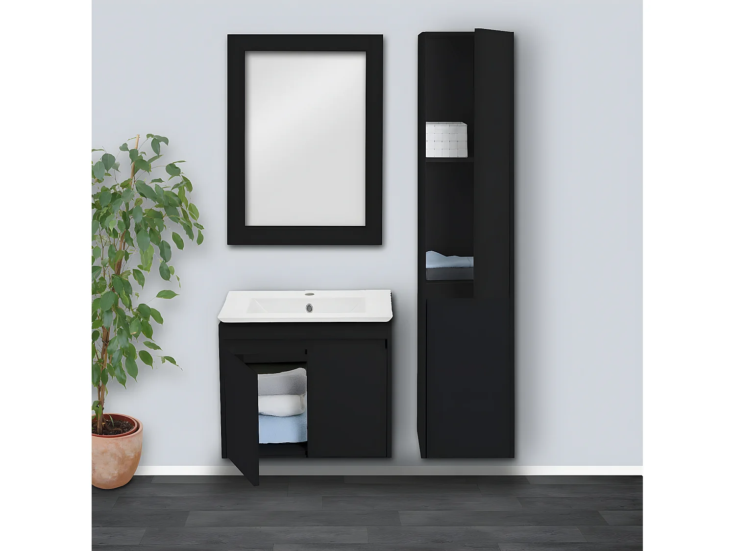 Badkamer set MCW-L86,  zwart