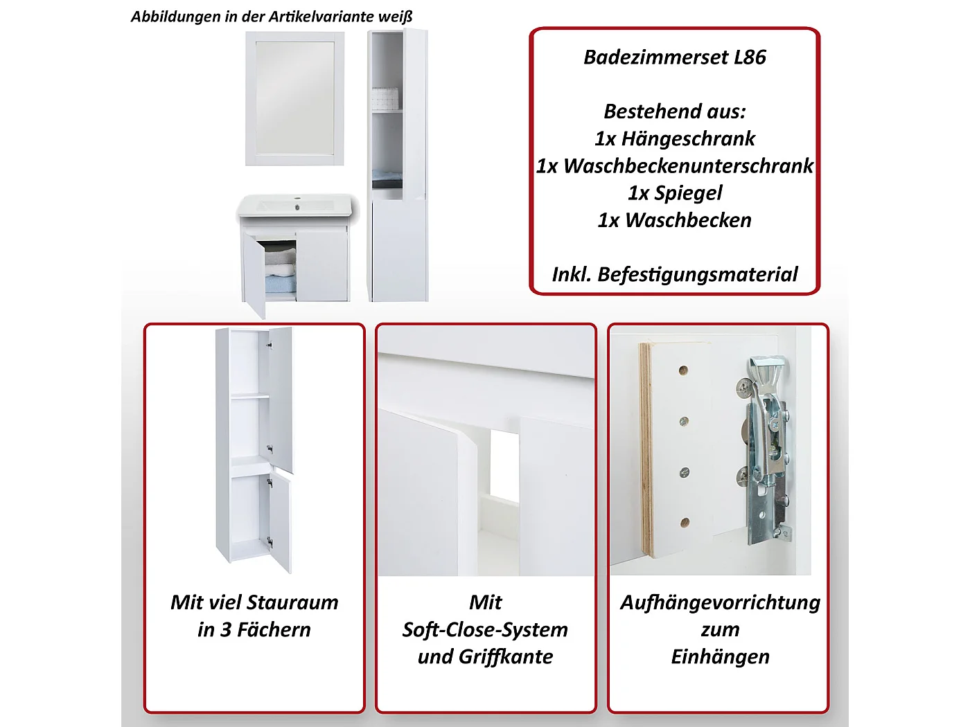 Badkamer set MCW-L86,  zwart