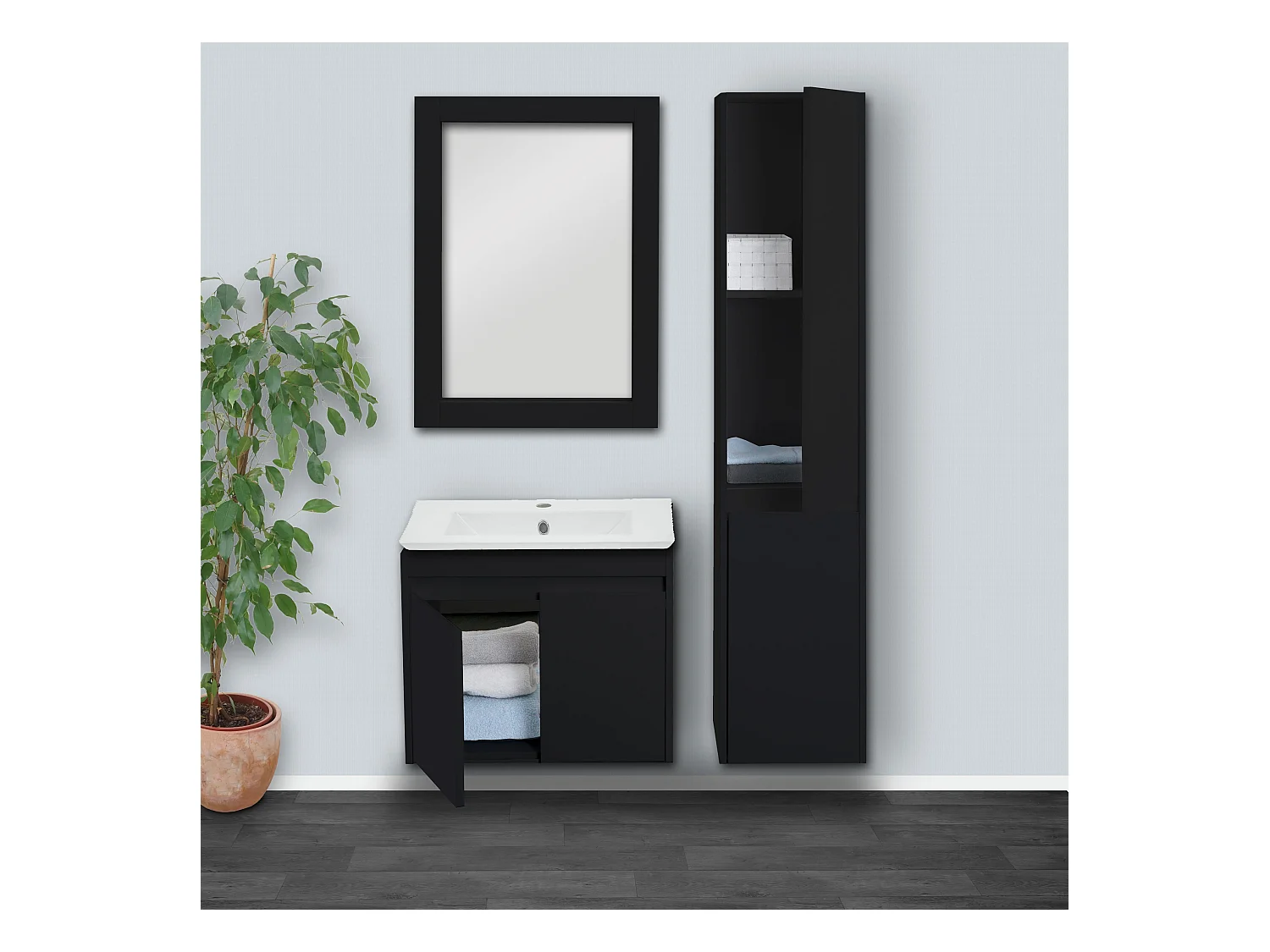 Badezimmerset MCW-L86, Schwarz