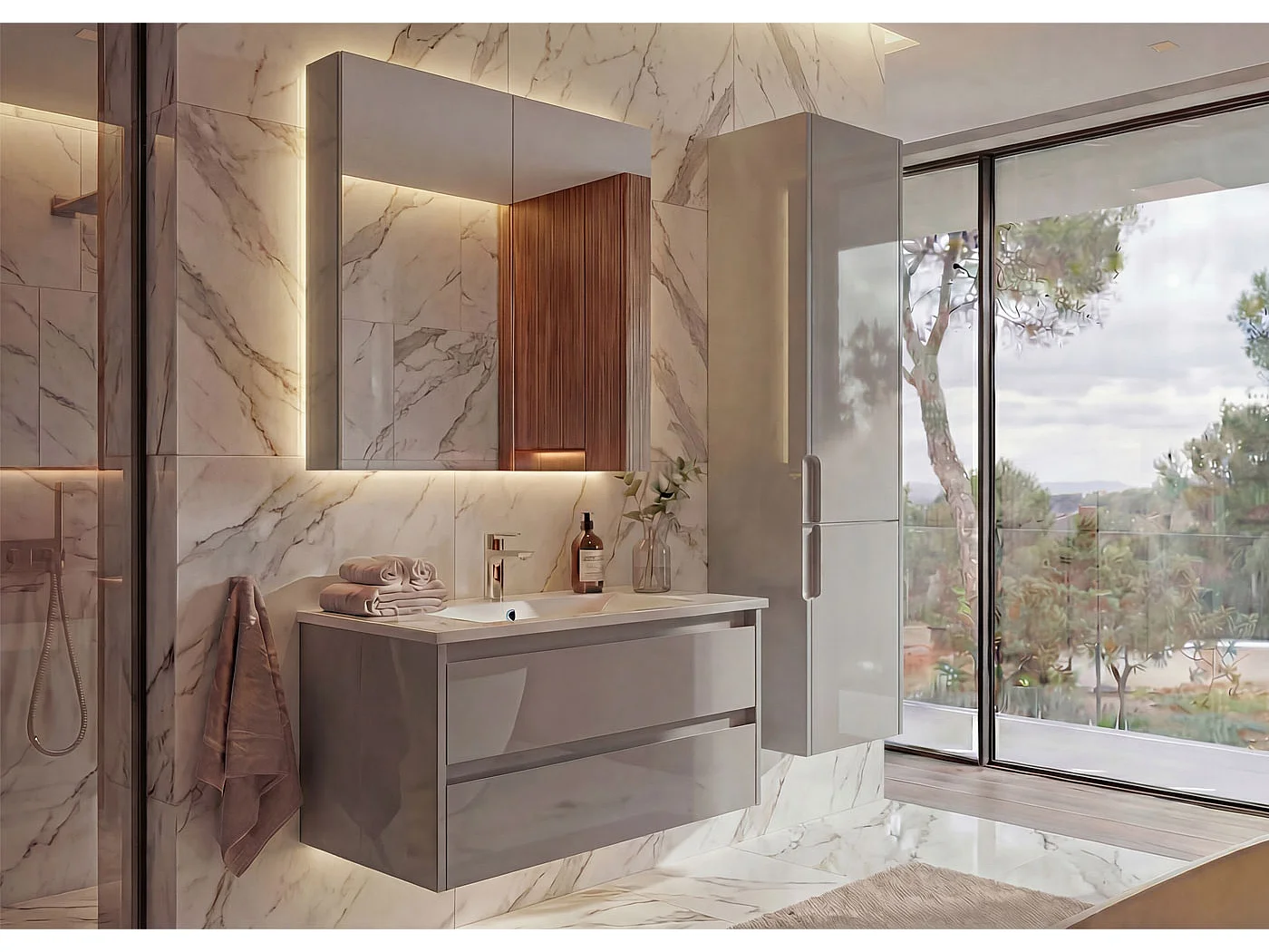 Ensemble de salle de bain MCW-B19b,  gris