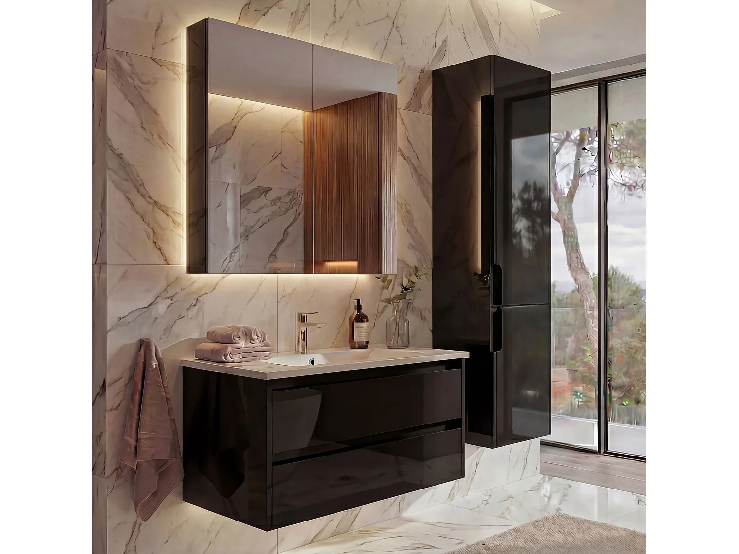 Ensemble de salle de bain MCW-B19b,  noir