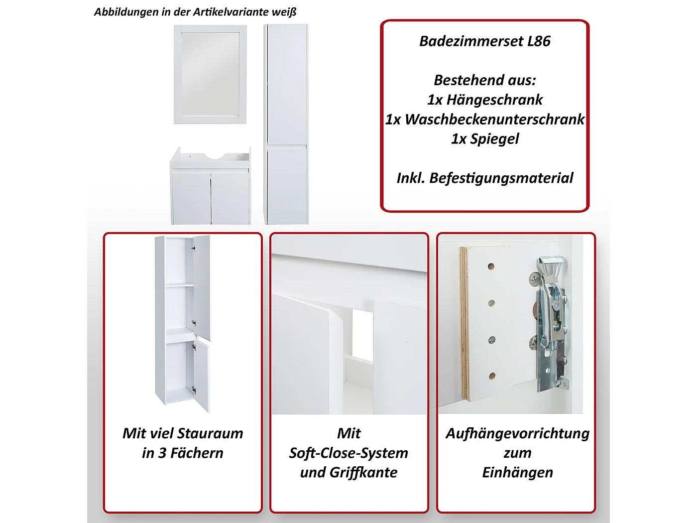 Badkamer set MCW-L86,  wit