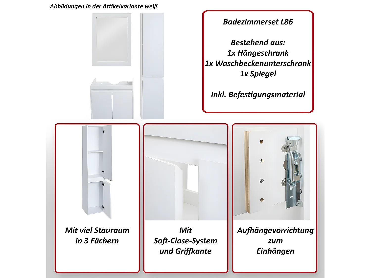 Badezimmerset MCW-L86, Schwarz