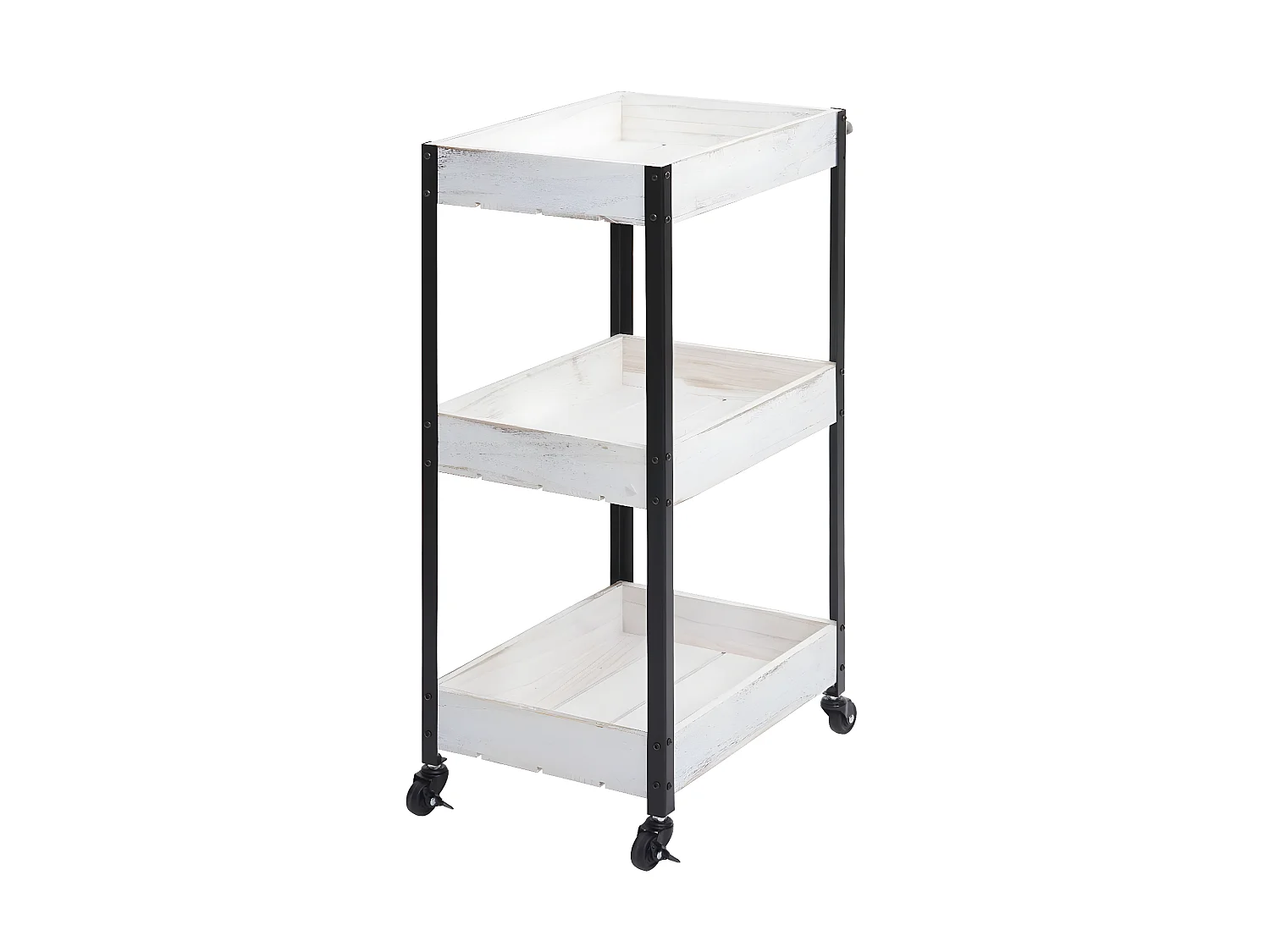 Carrello portavivande cucina portaoggetti MCW-H22 legno paulonia bianco shabby