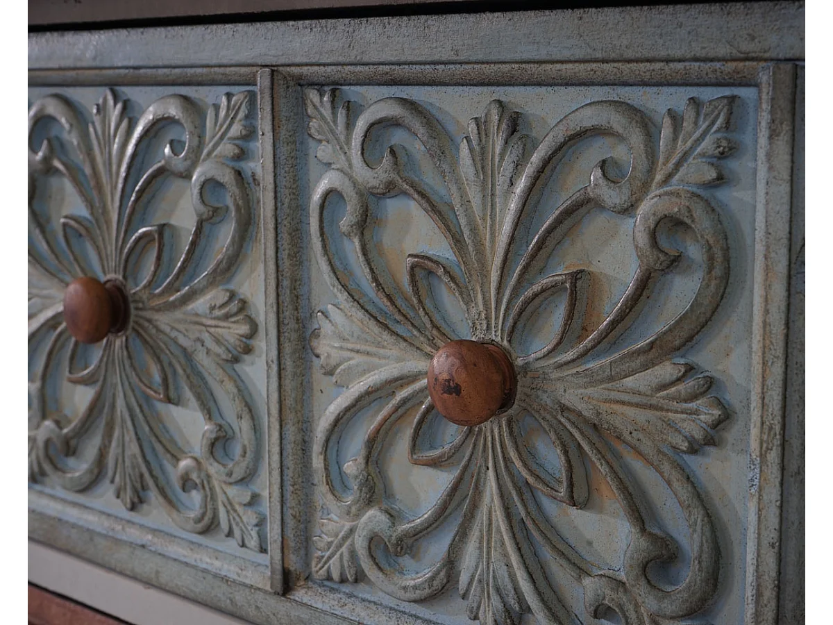 Como cassettiera shabby vintage legno stile spagnolo modello Aveiro 40x79x80cm