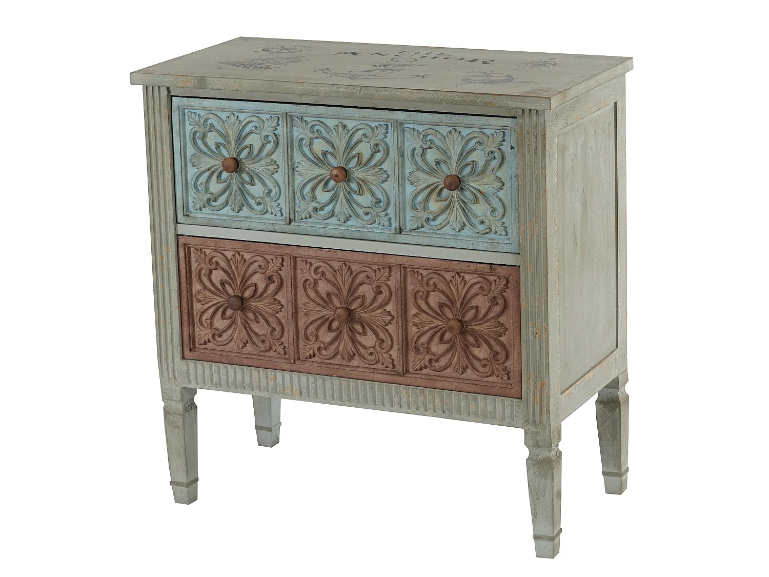 Kommode Aveiro Sideboard Schrank Shabby-Look, Vintage, 80x79x40cm