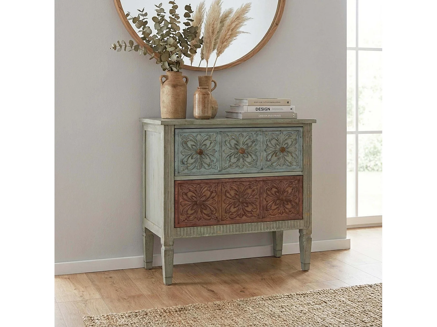 Kommode Aveiro Sideboard Schrank Shabby-Look, Vintage, 80x79x40cm