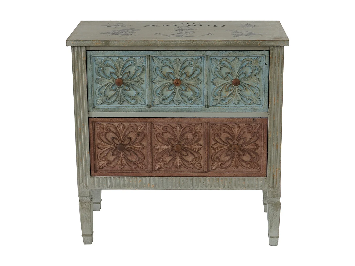 Kommode Aveiro Sideboard Schrank Shabby-Look, Vintage, 80x79x40cm