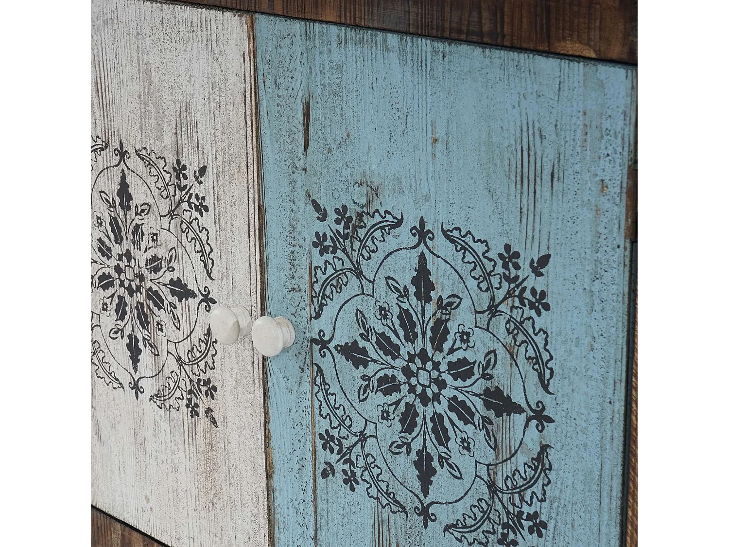 Como cassettiera shabby vintage legno stile spagnolo modello Funchal 40x80x84cm