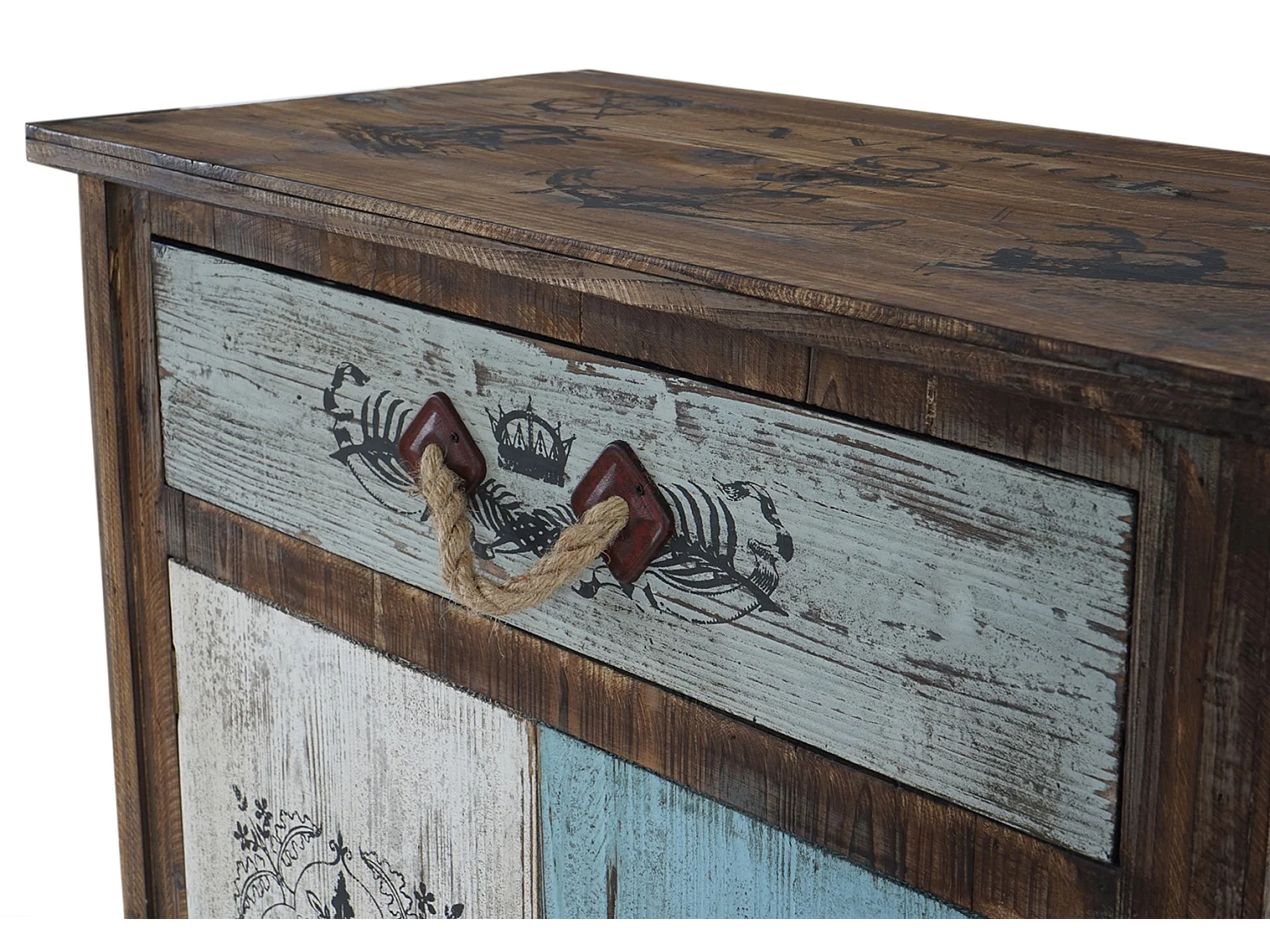 Kommode Funchal Schubladenkommode Schrank Shabby-Look, Vintage, 84x80x40cm