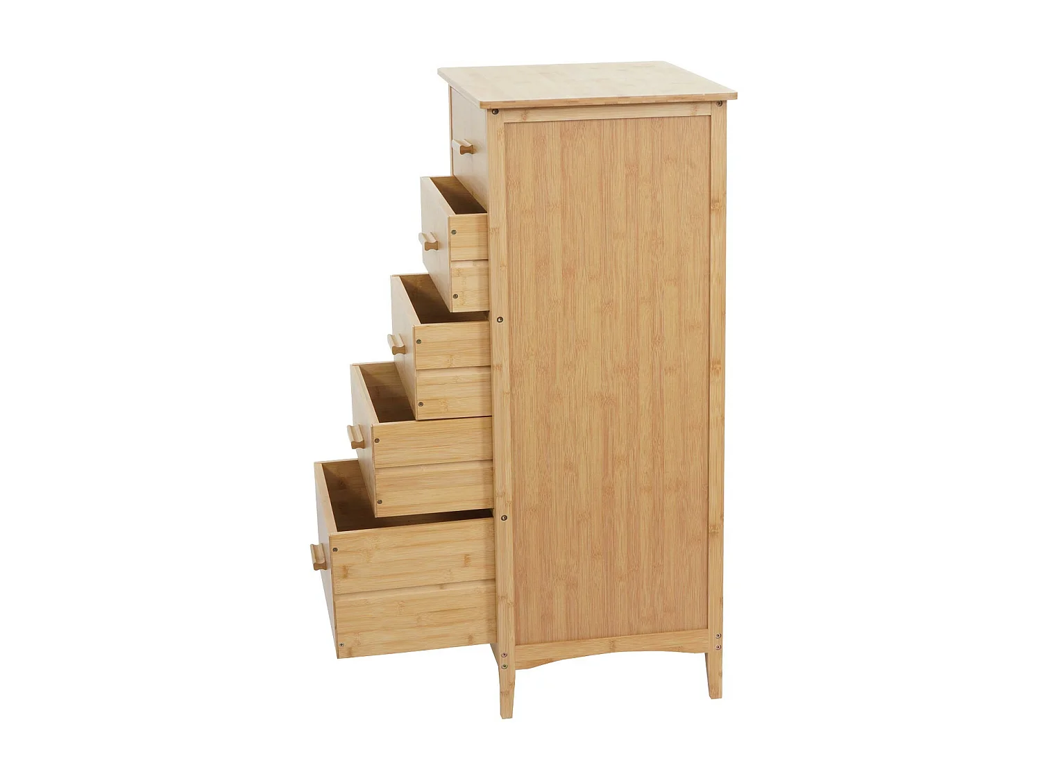 Cassettiera con 5 cassetti MCW-M24 100x50x40cm legno di bambù naturale