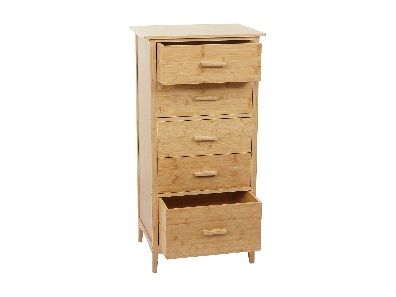 Cassettiera con 5 cassetti MCW-M24 100x50x40cm legno di bambù naturale