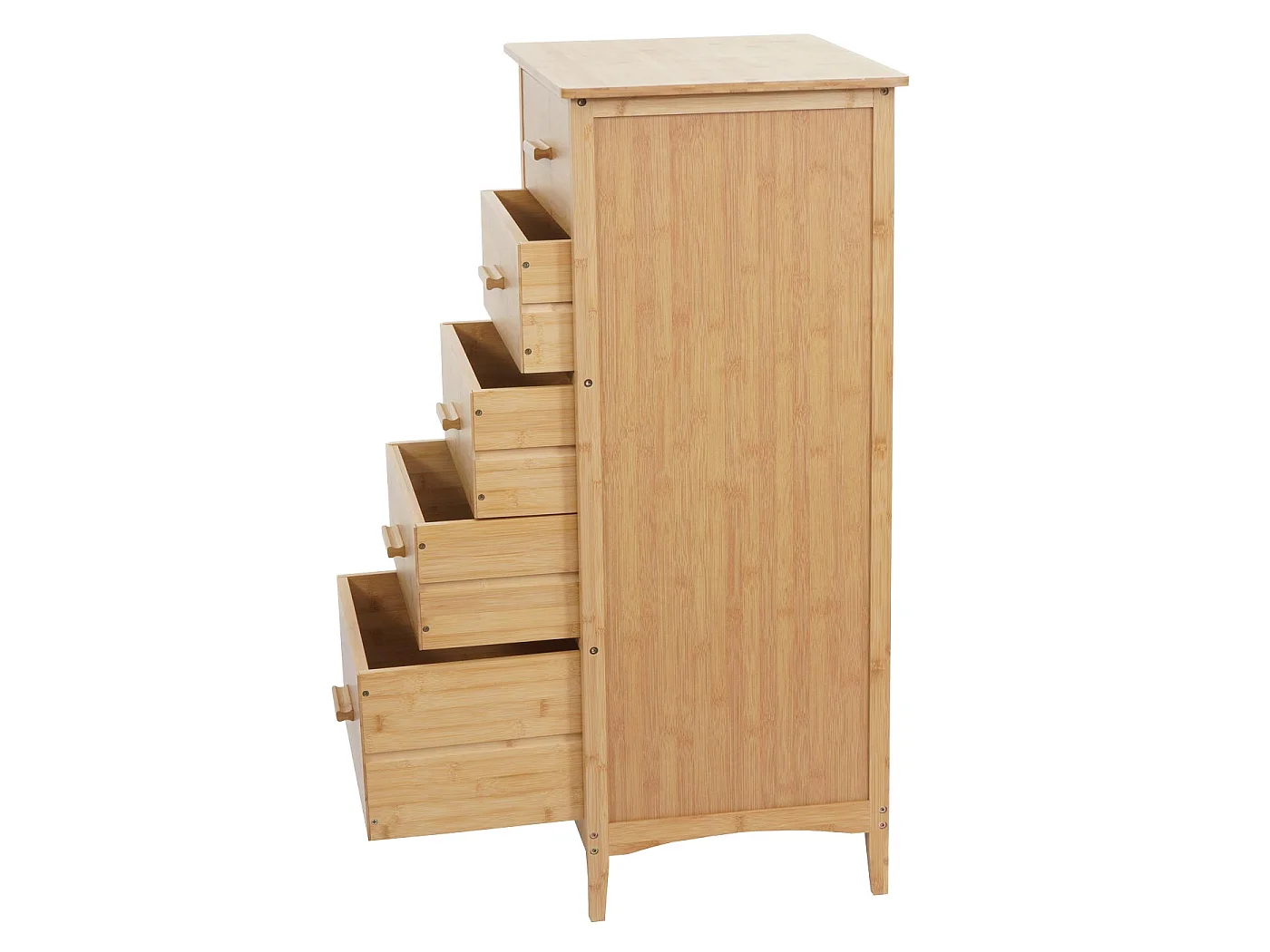 Bambus Kommode MCW-M24, Badezimmerschrank Schrank Anrichte Badschrank Beistellschrank, 5 Schubladen, FSC® 100x50x40cm