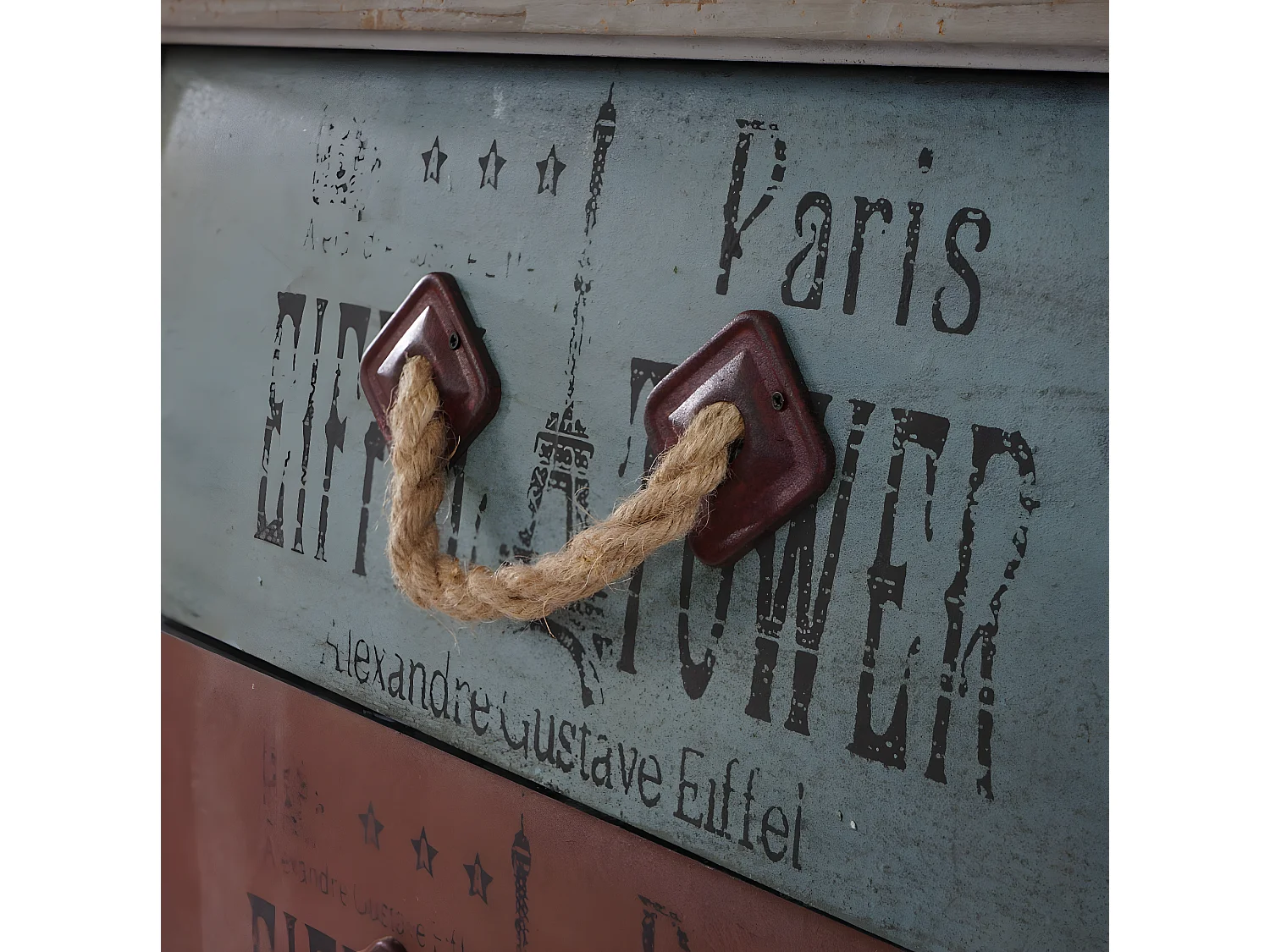 Como cassettiera shabby vintage legno stile spagnolo modello Leiria 36x70x75cm