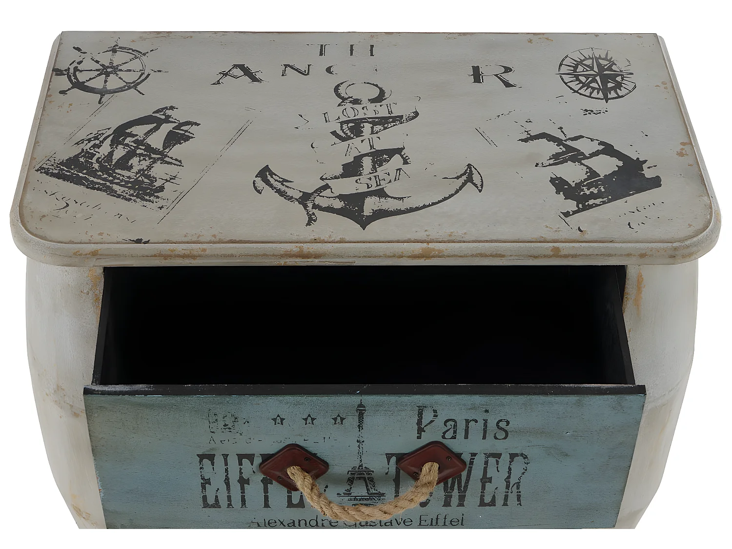 Como cassettiera shabby vintage legno stile spagnolo modello Leiria 36x70x75cm