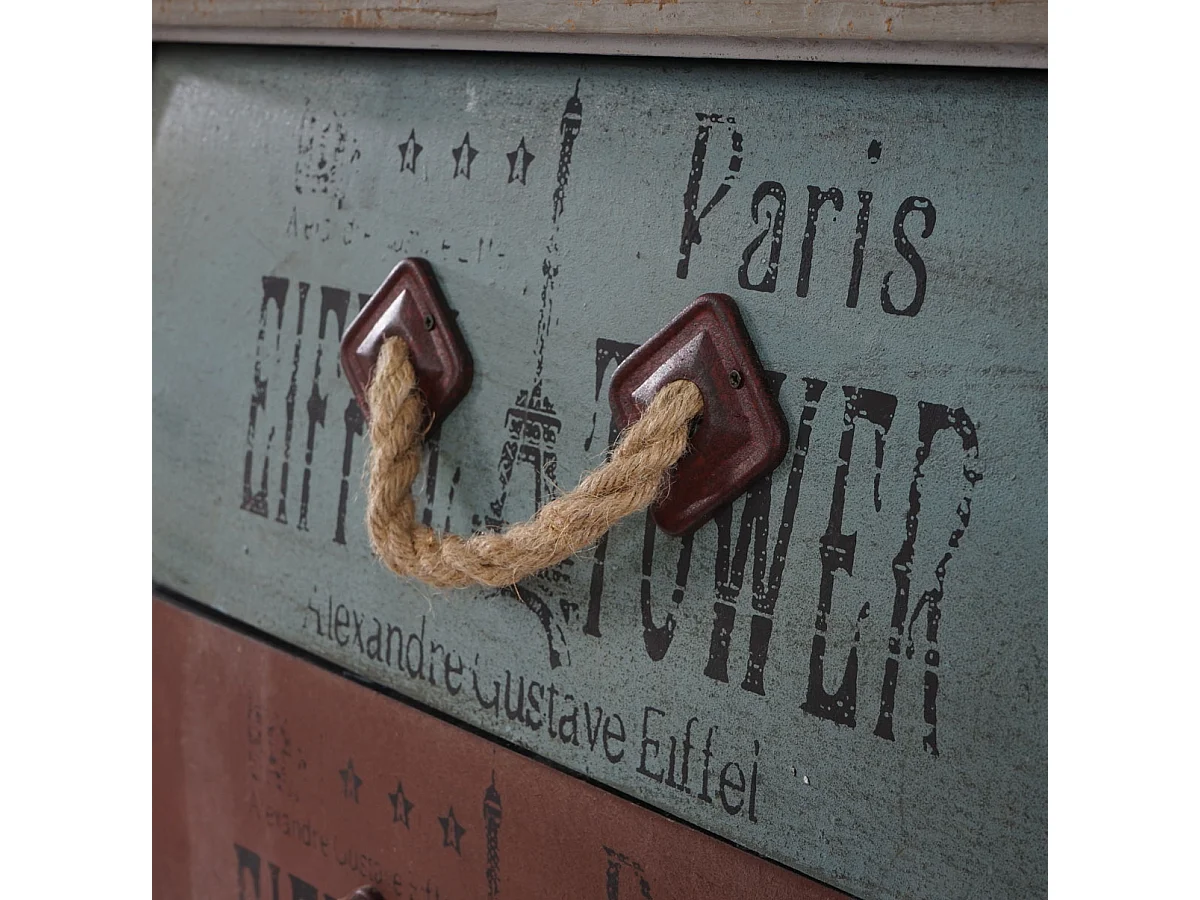 Como cassettiera shabby vintage legno stile spagnolo modello Leiria 36x70x75cm