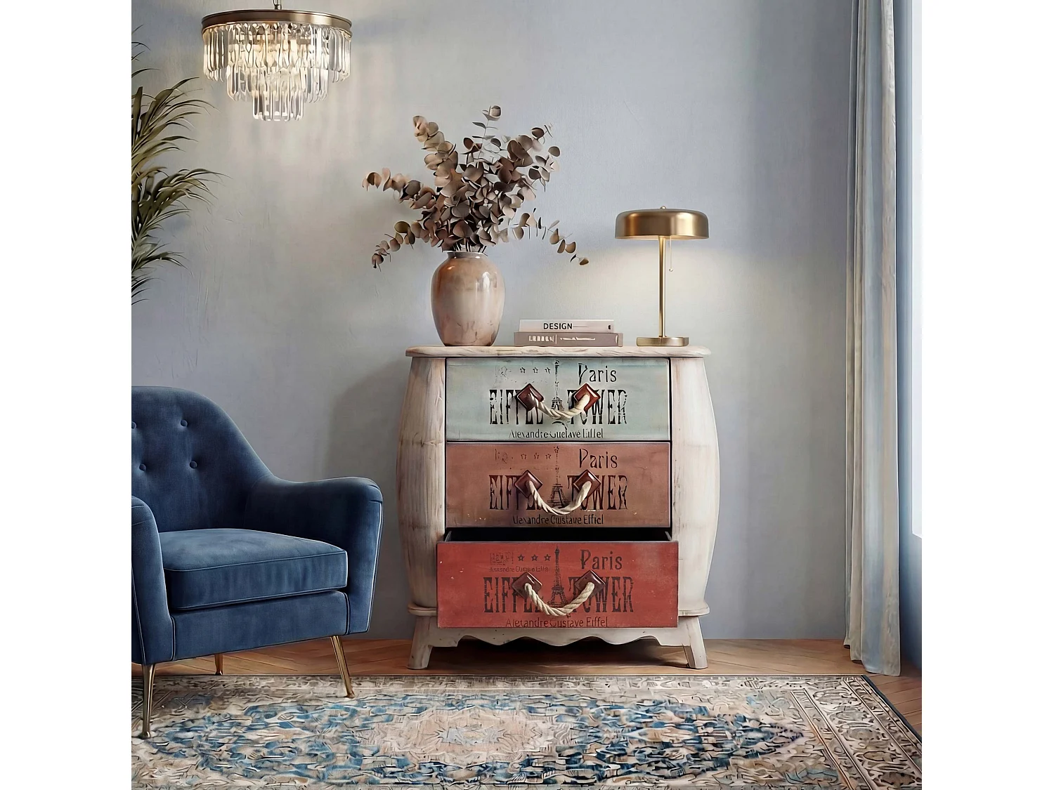 Kommode Leiria Schubladenkommode Schrank Shabby-Look, Vintage, 74x70x36cm