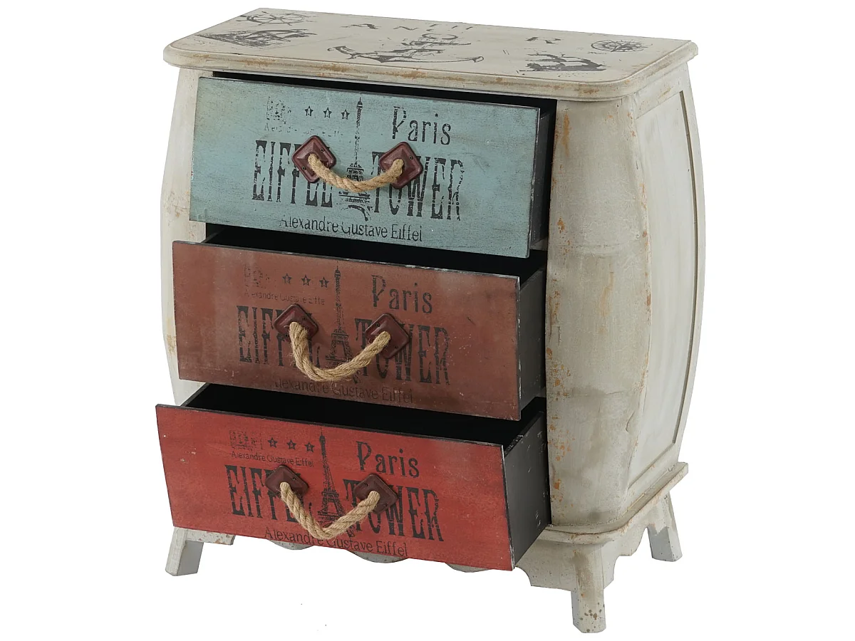 Kommode Leiria Schubladenkommode Schrank Shabby-Look, Vintage, 74x70x36cm