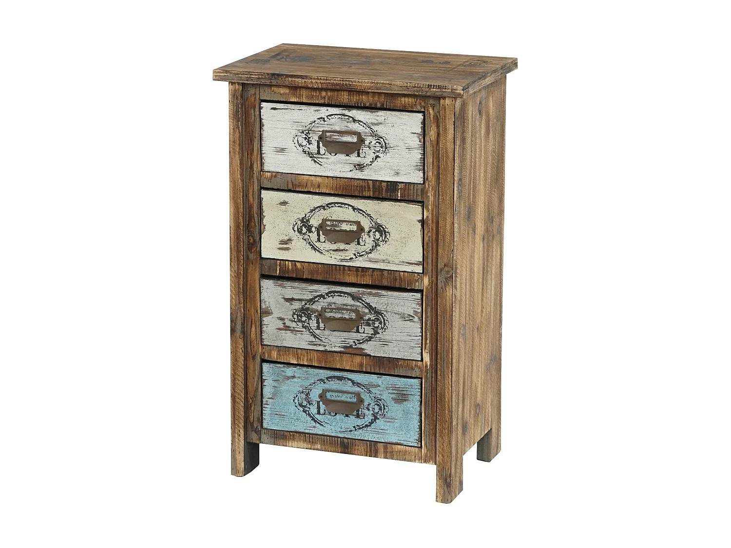 Como cassettiera shabby vintage legno stile spagnolo modello Cadiz 33x49x79cm