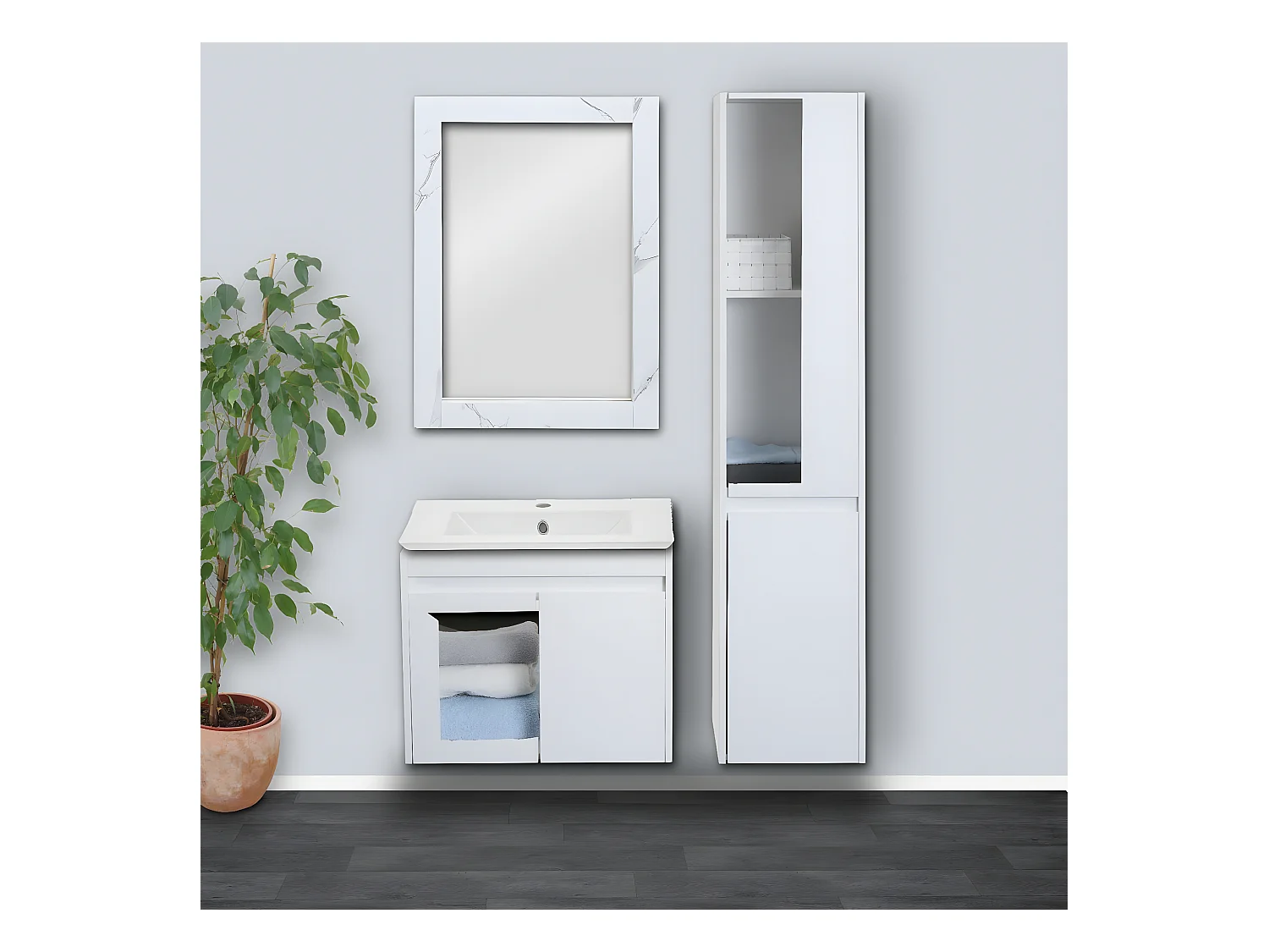 Wandspiegel MCW-L86,  marmer look wit