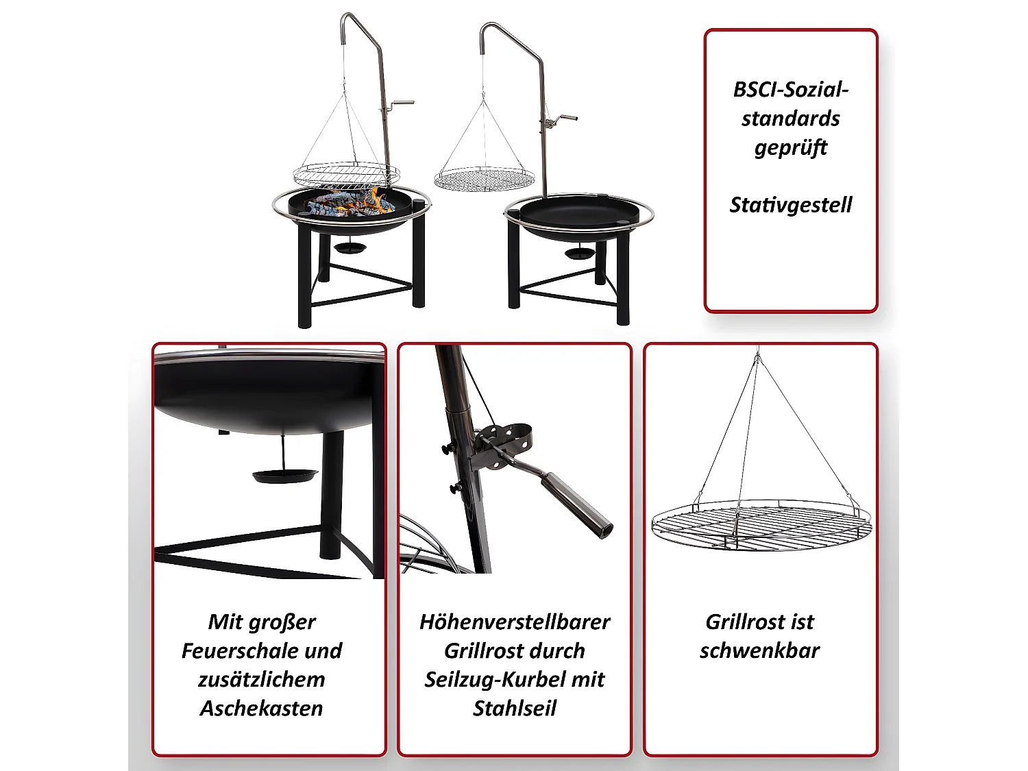 BBQ Barbecue pivotant MCW-K92,