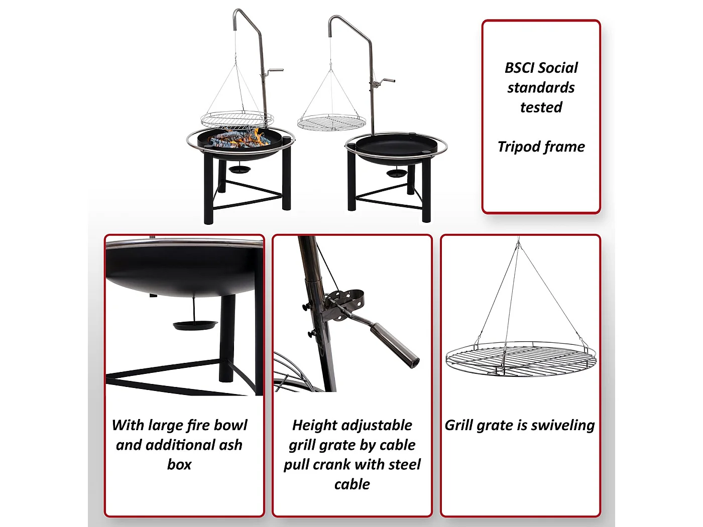 BBQ Barbecue pivotant MCW-K92,