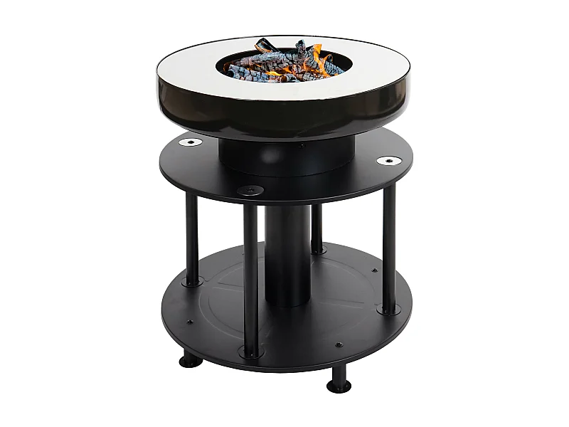 Barbecue BBQ braciere griglia MCW-K95 acciaio inox smalto 67x56x56cm nero