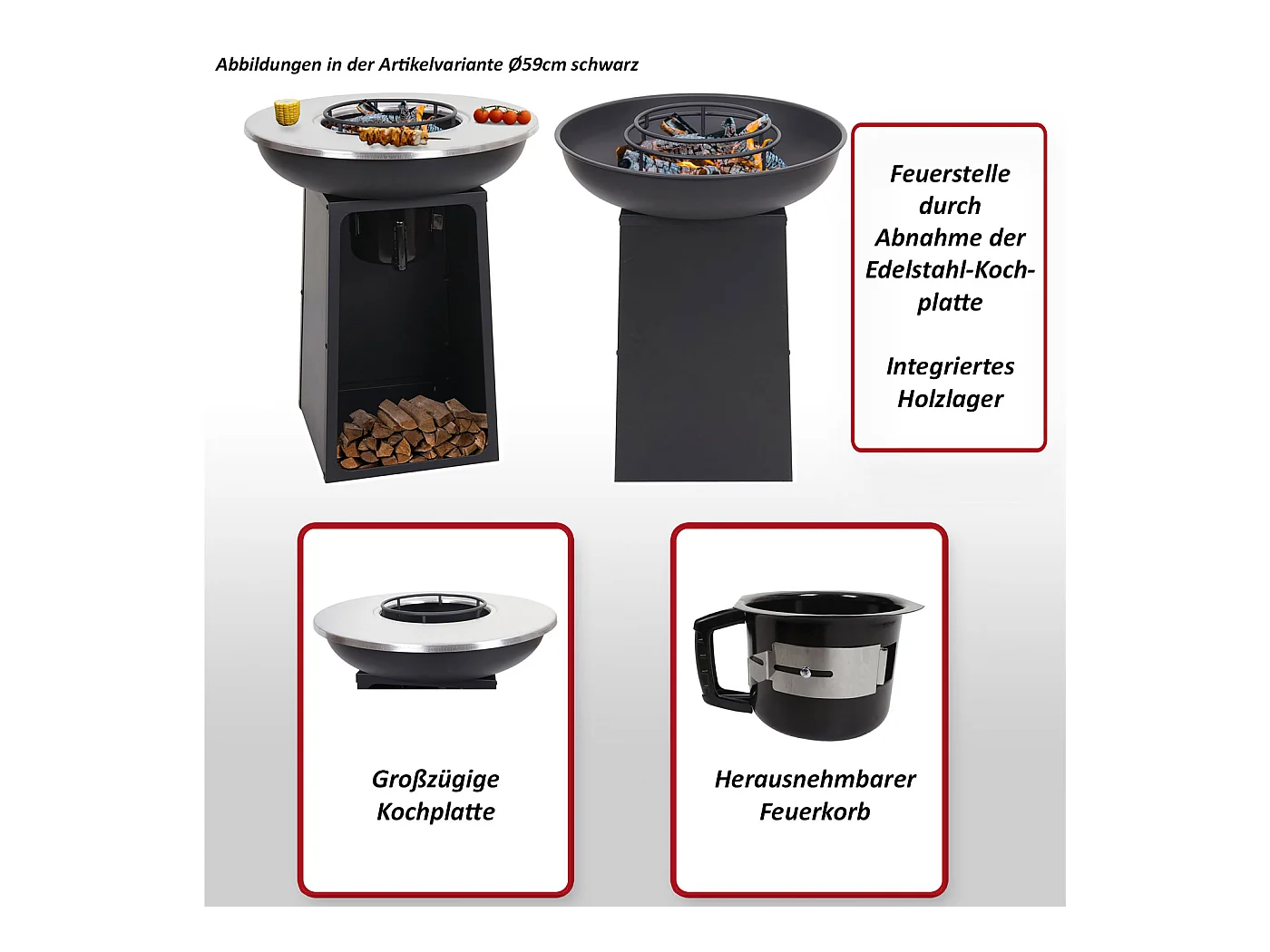Plaque de cuisson avec grill MCW-K97,  Ø59cm noir