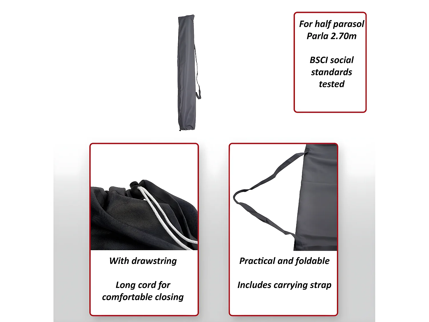 Housse de protection pour parasol Lorca I,  anthracite