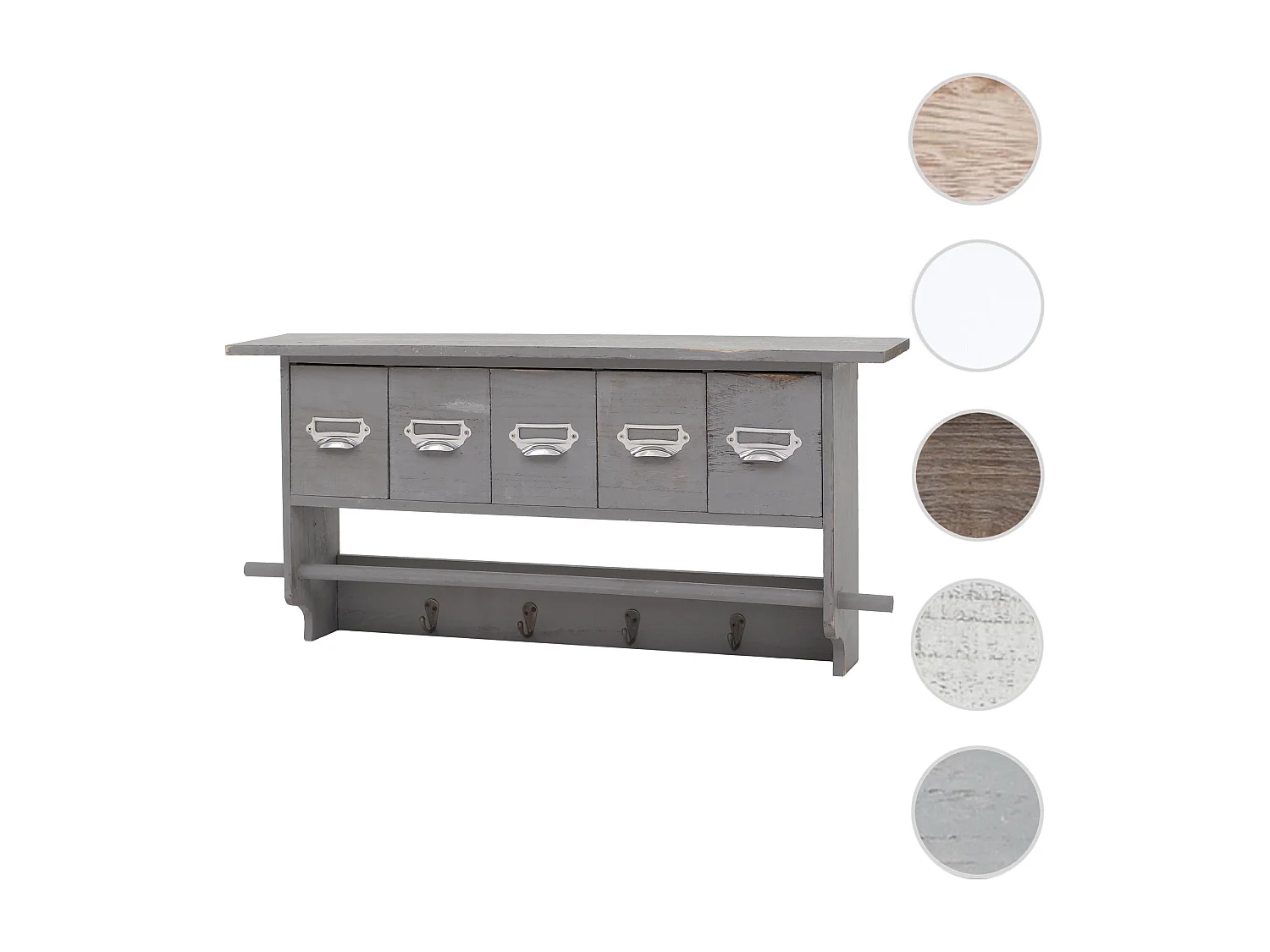 Étagère de cuisine MCW-C49 5 tiroirs,  shabby look, gris