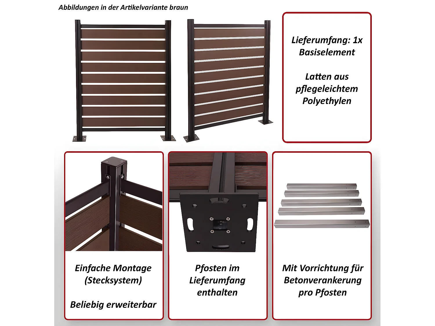 Aluminiowe ogrodzenie kosza na śmieci MCW-K57,  brązowy