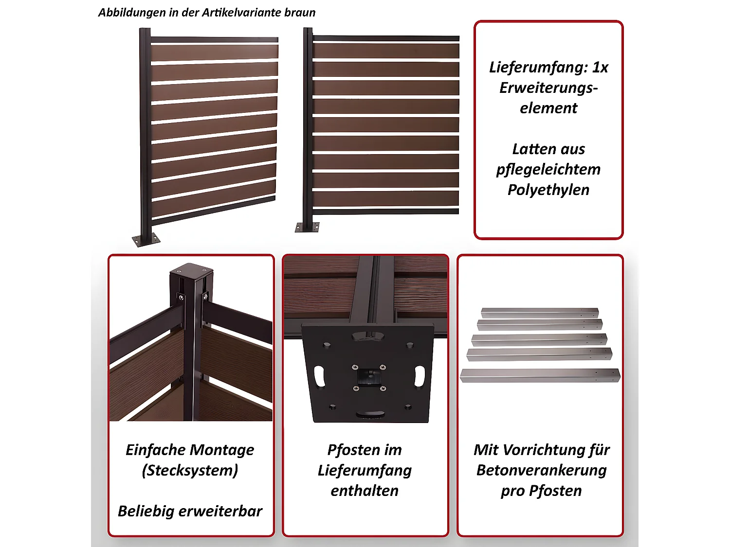 Valla de aluminio para papeleras MCW-K57,  marrón