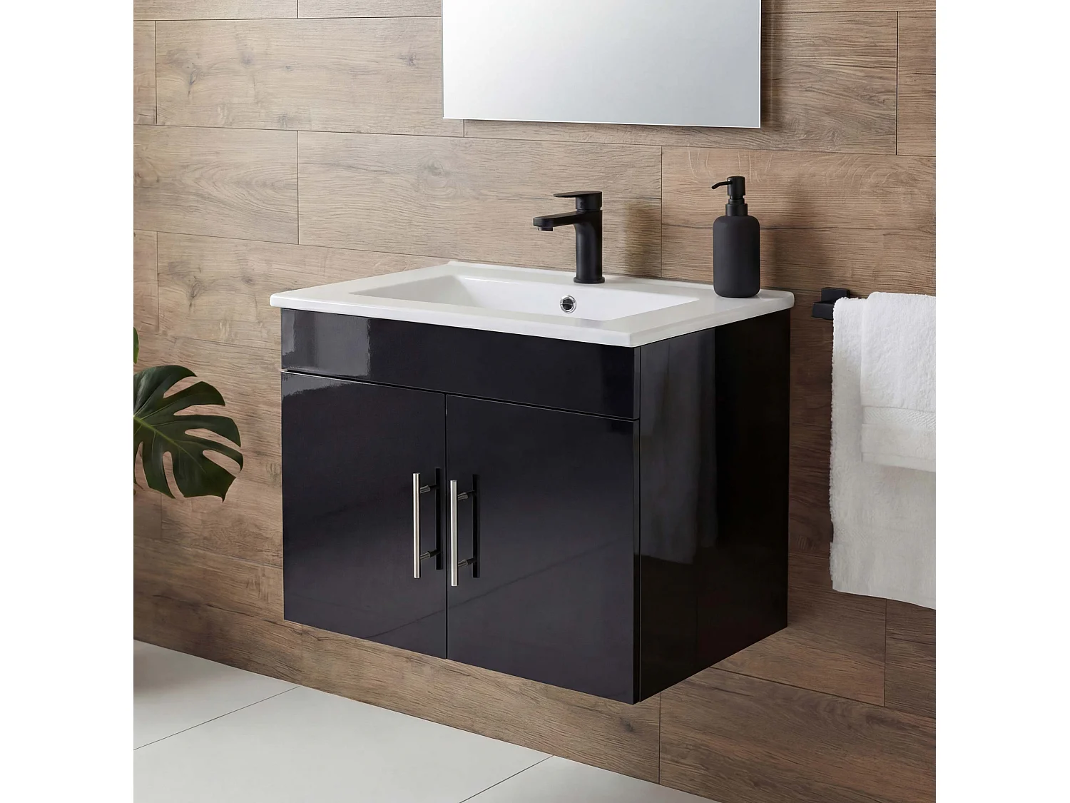 Lavabo + meuble bas MCW-D16,  noir