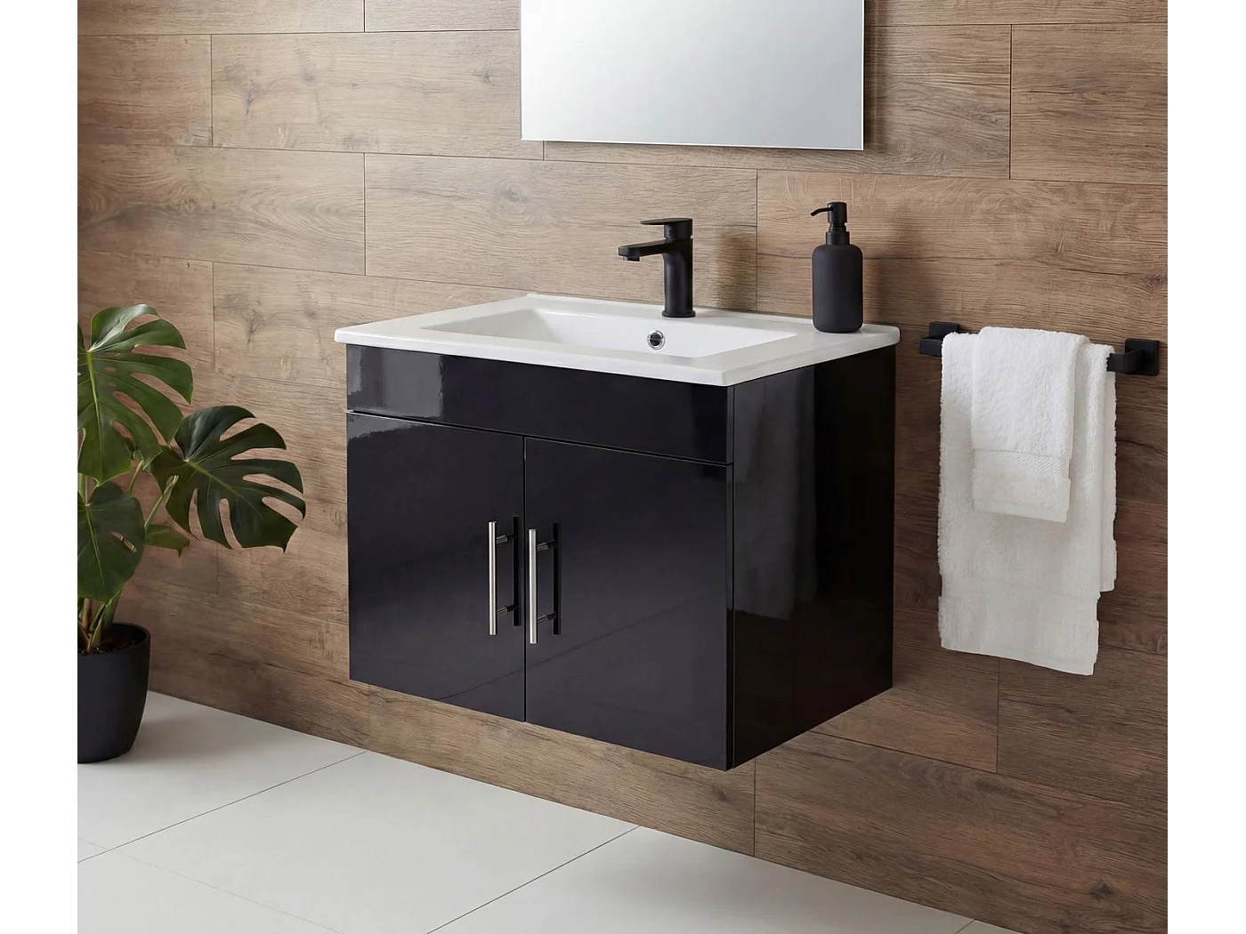 Lavabo + meuble bas MCW-D16,  noir